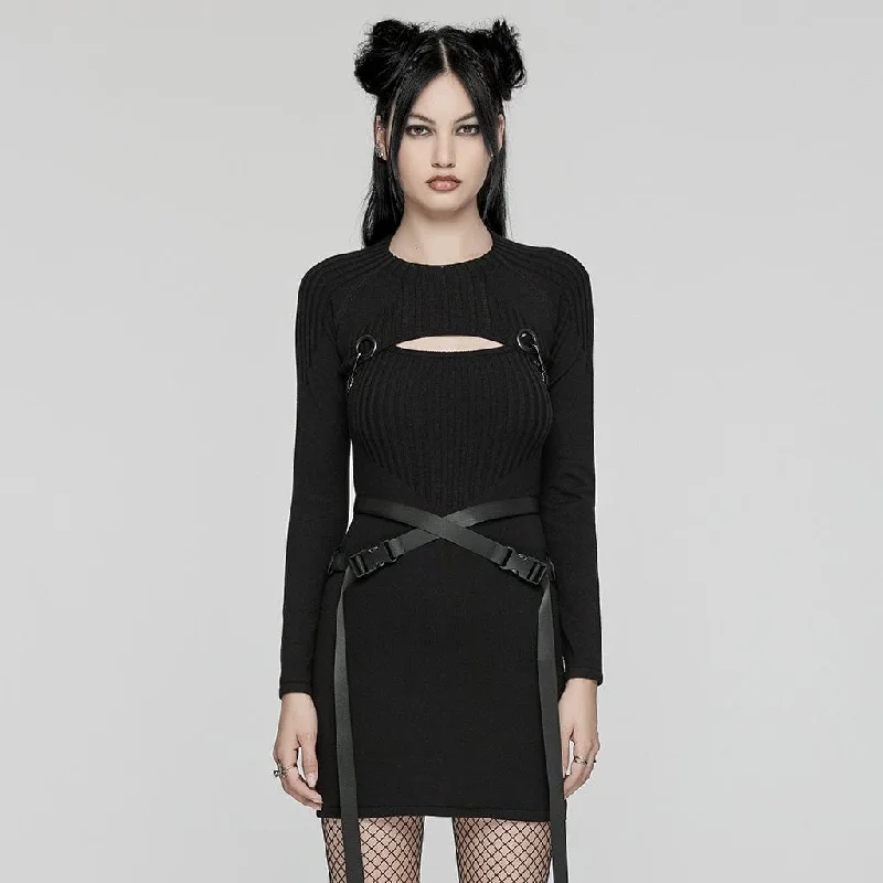 Women's Punk Buckle Two-piece Knitted Music Festival Dress