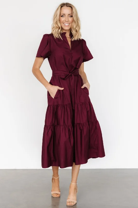 Providence Poplin Dress | Wine