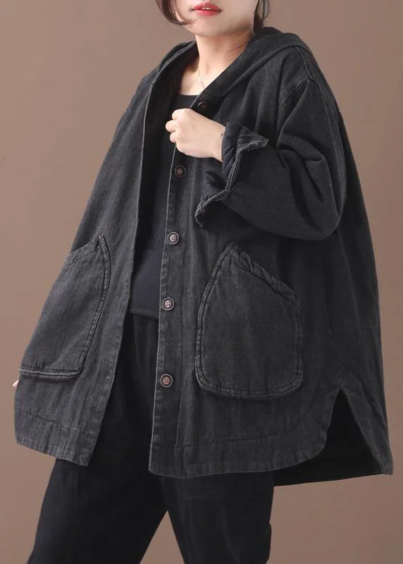 Natural black Plus Size tunic pattern Tutorials side open hooded coat