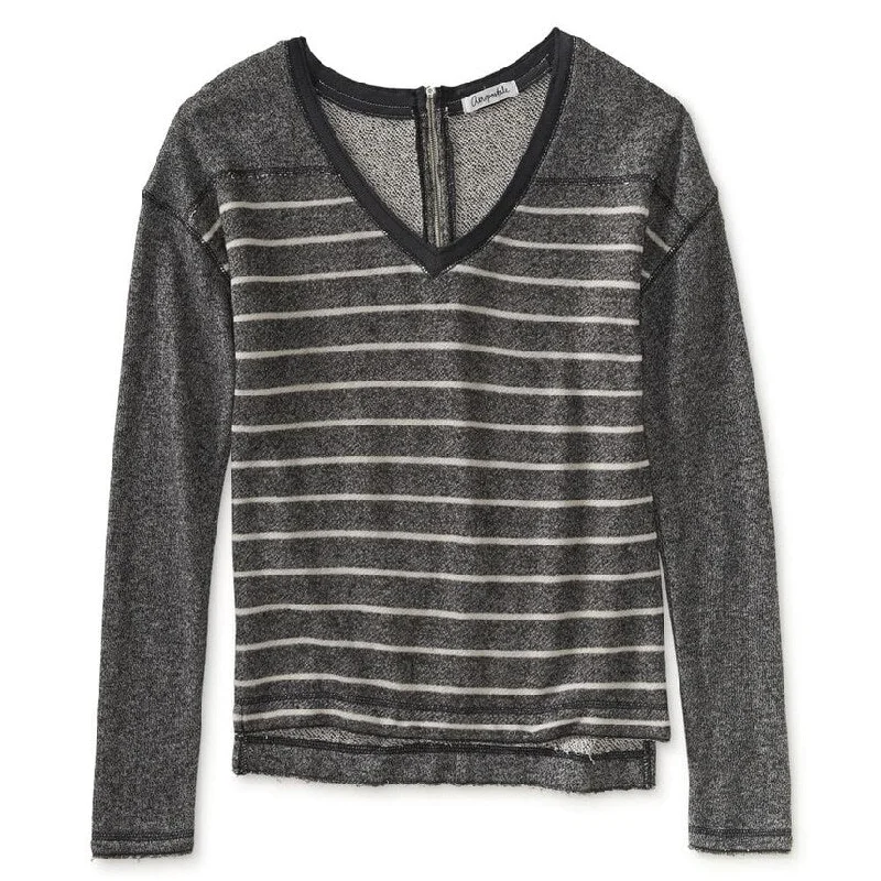 Aeropostale Womens Striped Zip Back Knit Sweater