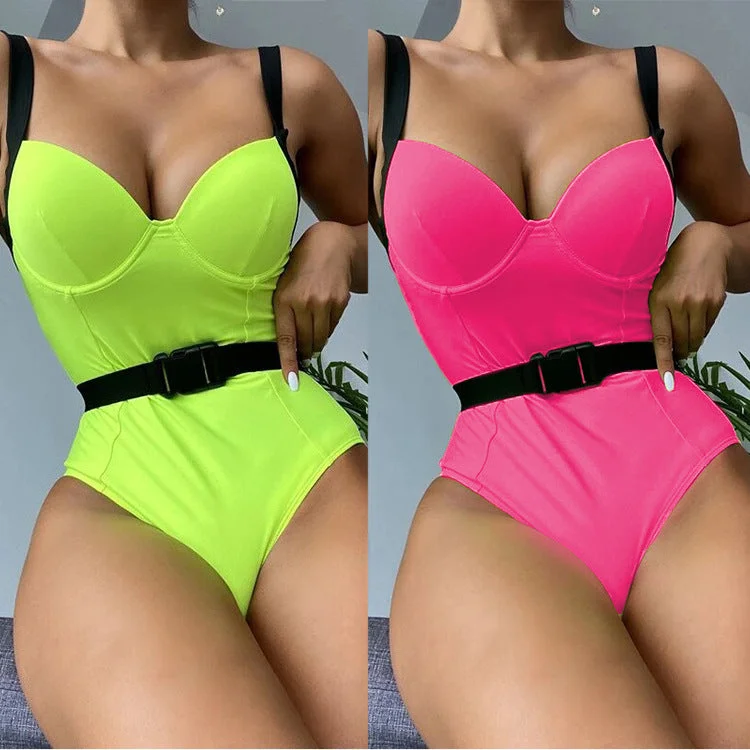 Women Sexy One Piece Bikini Swimsuits with Belt