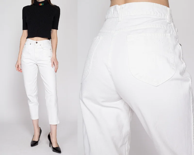 Petite Small 80s Chic White High Waisted Jeans 25.5"