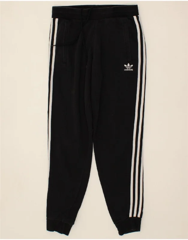 ADIDAS Womens Tracksuit Trousers Joggers UK 12 Medium Black Cotton