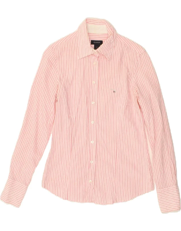 GANT Womens Shirt UK 12 Medium Pink Pinstripe Cotton