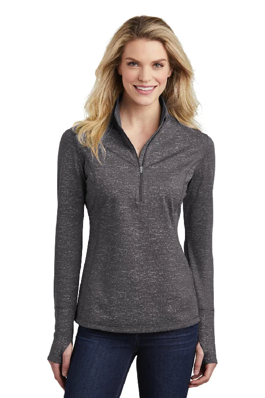 Sport-Tek Womens Sport-Wick Moisture Wicking 1/4 Zip Sweatshirt - Charcoal Grey - Closeout