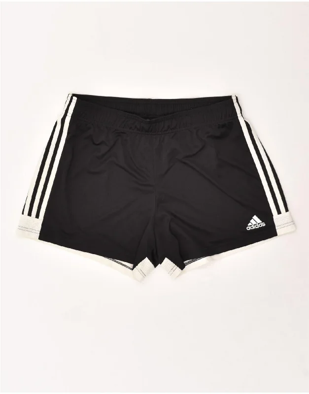 ADIDAS Womens Sport Shorts UK 16-18 Large Black Colourblock Polyester