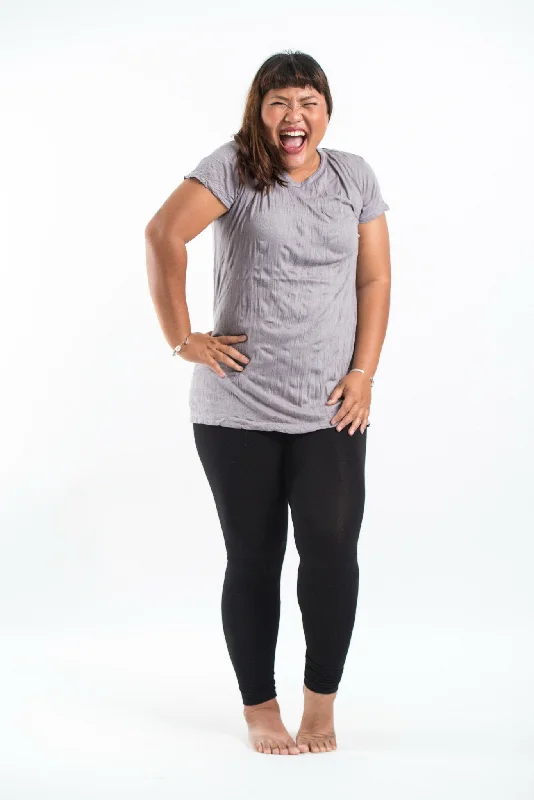 Plus Size Womens Solid Color T-Shirt in Gray