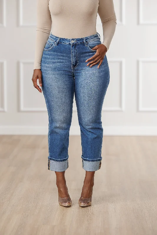 Luna Cuffed Straight Ankle Jeans