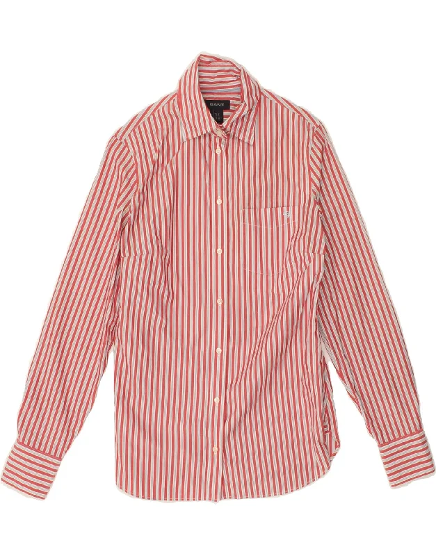 GANT Womens Shirt UK 12 Medium Red Striped Cotton