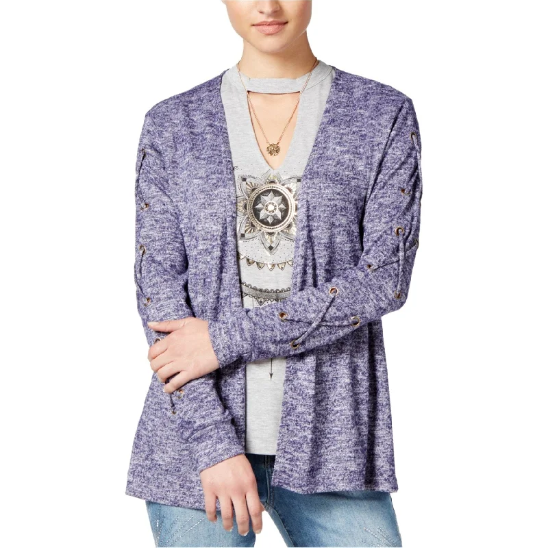 Self E Womens 3pc Lace-up Cardigan Sweater, Purple, X-Small