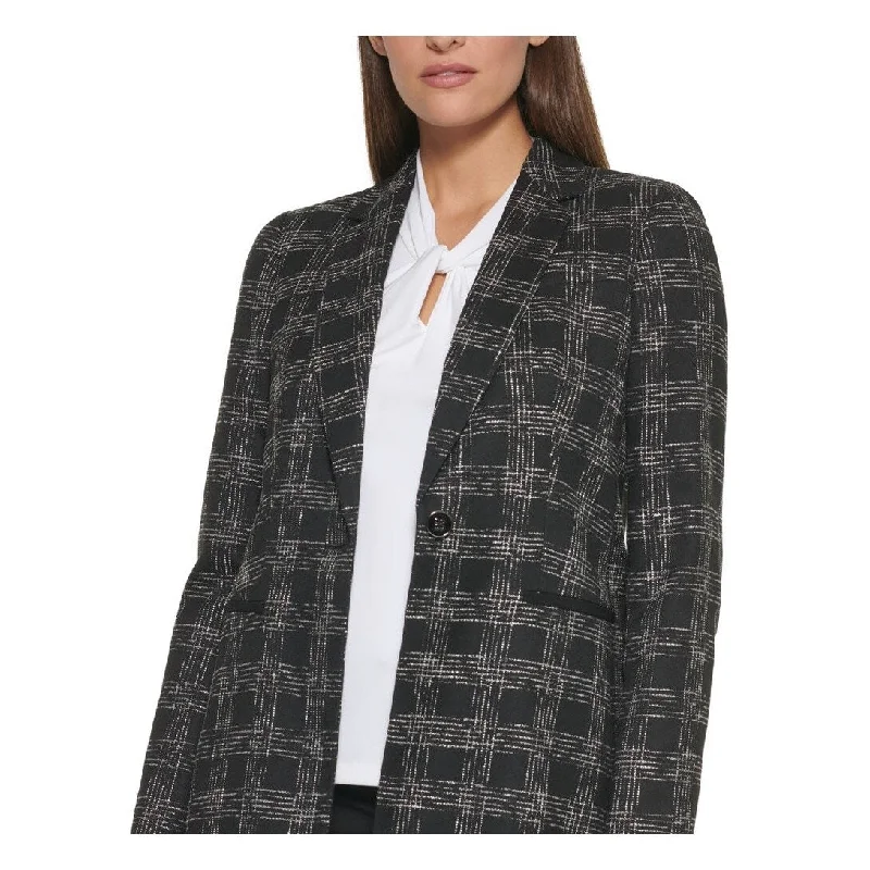 Tommy Hilfiger Women's Plaid Longline Blazer Black Size 8