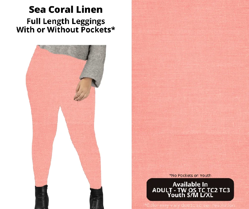 Preorder! Closes 1/8. ETA April. Sea Coral Linen Full Length Leggings w/wo Pockets