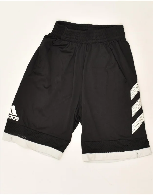 ADIDAS Womens Climalite Graphic Sport Shorts UK 8 Small Black Colourblock