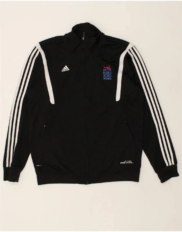 ADIDAS Womens Euro 2010 Graphic Tracksuit Top Jacket UK 16 Large Black