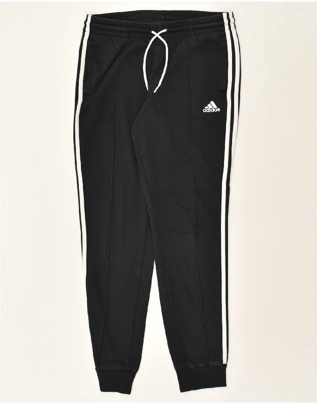 ADIDAS Womens Tracksuit Trousers Joggers UK 12/14 Medium Black Cotton