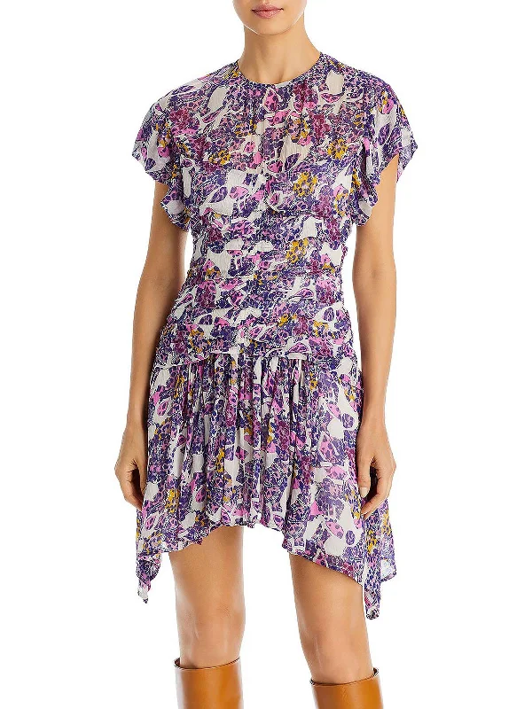 Janek Womens Chiffon Printed Shift Dress